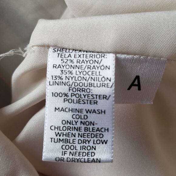 LOFT Ann Taylor Petite Striped Colorblock Cream A-Line Pleated Midi Skirt 12P - Picture 11 of 11